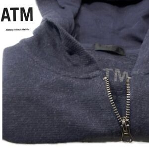 ATM- Anthony Thomas Melillo- French Terry Zip-Up Hoodie - Medium Navy
